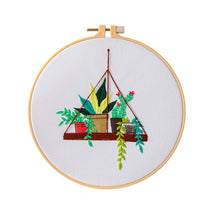 Charger l&#39;image dans la galerie, Beginners Hanging Plants Hand Embroidery DIY Kit 20cm
