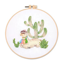 Load image into Gallery viewer, Llama &amp; Cactus DIY Hand Embroidery Kit 20cm
