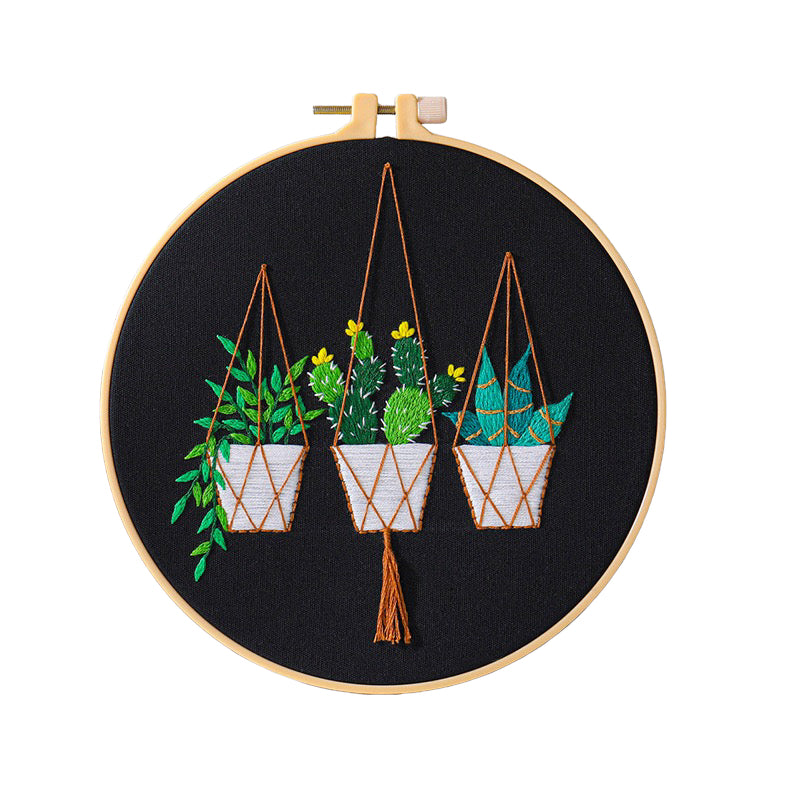 embroidery hanging plants Beginners Hanging Plants Hand Embroidery DIY Kit 20cm – MiuEmbroidery