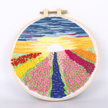 Load image into Gallery viewer, Landscape Flower Field Morden Hand Embroidery Kit 20cm
