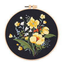 Load image into Gallery viewer, Botanical Flower Bouquet Hand Embroidery Kit 20cm
