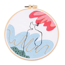 Cargar imagen en el visor de la galería, Kit de bordado a mano de mujer abstracta moderna DIY 20cm
