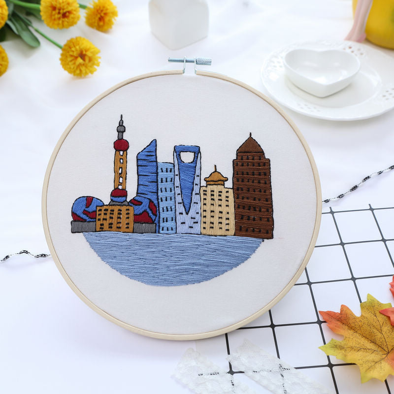 Morden City View Hand Embroidery Kit 20cm