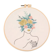 Charger l&#39;image dans la galerie, Woman with Flower Morden Hand Embroidery Kit 20cm
