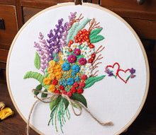 Load image into Gallery viewer, Colorful Bouquet DIY Hand Embroidery Kit 20cm
