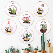 Load image into Gallery viewer, Plants in Bottle DIY Hand Embroidery Kit 20cm
