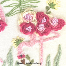 Charger l&#39;image dans la galerie, Hand Embroidered Hoop 8” - Floral Flamingos
