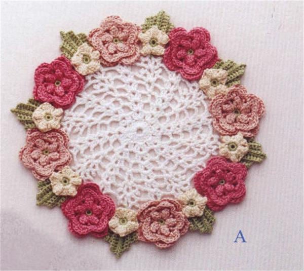 2 Multicolored Flower Lace Crochet Doily Pattern Instant Download English Tutorial Instruction