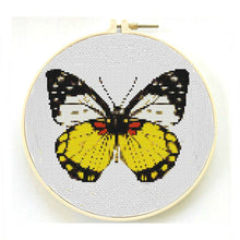 Charger l&#39;image dans la galerie, Yellow Butterfly Cross Stitch Pattern, Modern Animal Embroidery PDF Instant Download,
