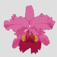Cargar imagen en el visor de la galería, Patrón de punto de cruz de orquídea rosa, bordado de flores modernas, descarga instantánea en PDF,
