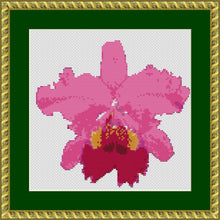 Cargar imagen en el visor de la galería, Patrón de punto de cruz de orquídea rosa, bordado de flores modernas, descarga instantánea en PDF,
