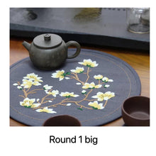 Cargar imagen en el visor de la galería, Juego de 5 piezas Magnolia Flower Coaster Kit de bordado DIY Impreso
